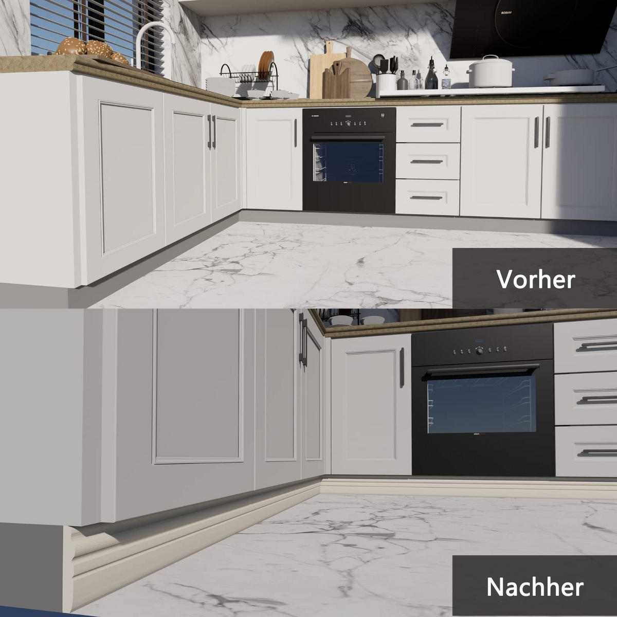 SOCKELLEISTE Selbstklebend Kantenschutz Länge 2 cm, Breite 9.8 cm - Weiß, Kunststoff (200/9.8/9.8cm) - Kaket