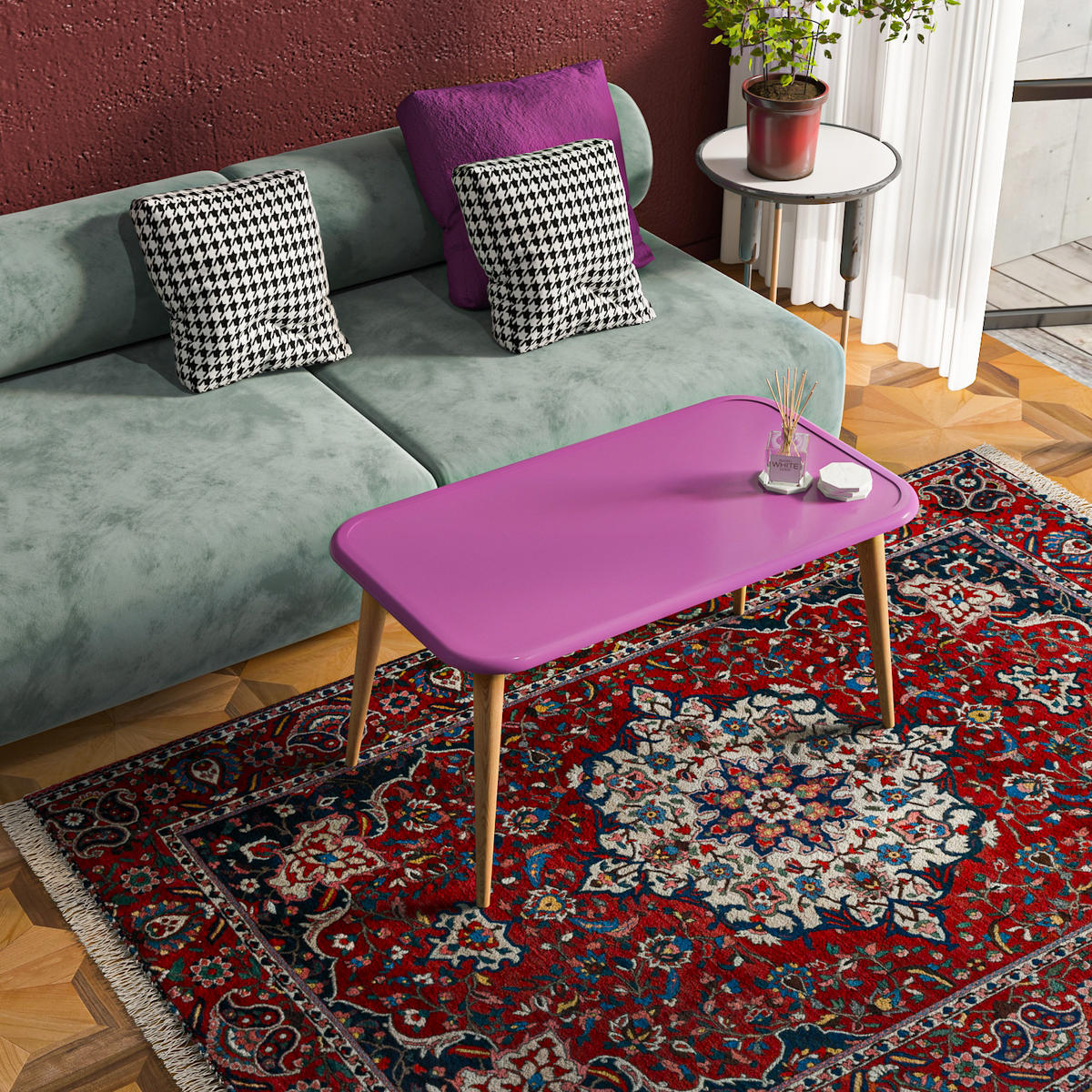 COUCHTISCH Bohemia - Lila, Holzwerkstoff (89.5/48.5/46.5cm) - Decorotika