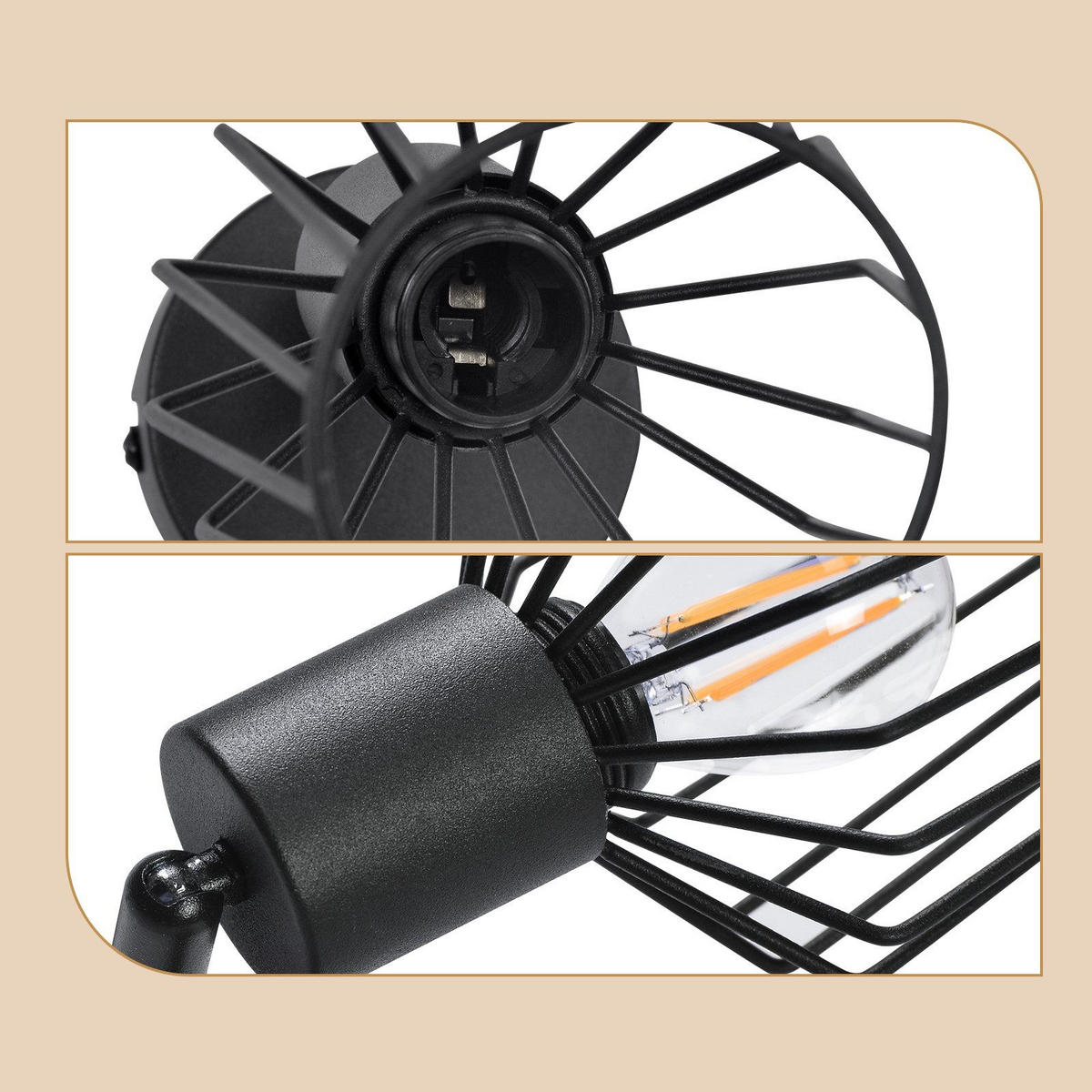 STRAHLER Franziska 2-flammig 32/8/10 cm - Schwarz, Metall (32/8/10cm) - Nettlife