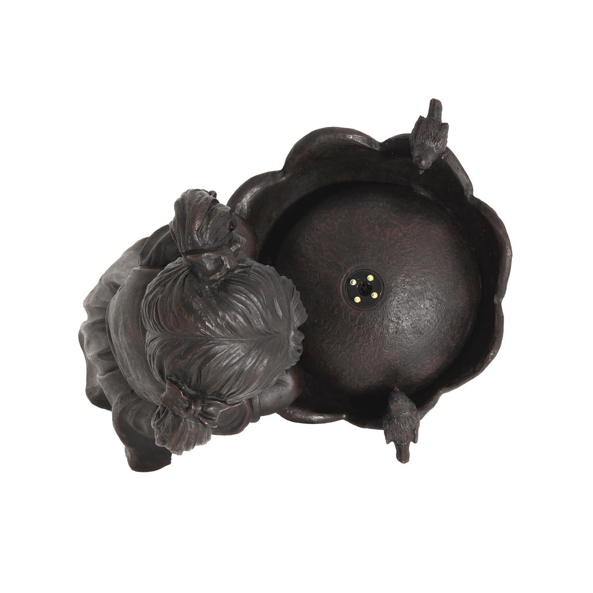 GARTENBRUNNEN LED Kupfer Mädchen Figur 65.5cm Außen Terrasse - Bronzefarben, Naturmaterialien (30/42/65.5cm) - FLIEKS