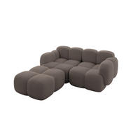 ECKSOFA modulares Sofa Links Miko-L1 214x205x75 Braun Bouclé - Dunkelbraun/Schwarz, Holzwerkstoff/Kunststoff (214/205cm) - ALTDECOR
