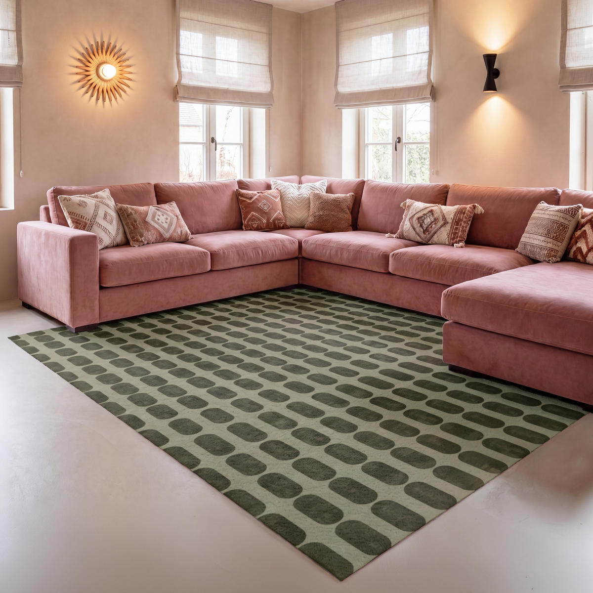 TEPPICH - Rhythmic - Aufschlag - Grün - 150x230 cm - Olivgrün, Kunststoff/Textil (150/0.4cm) - OnlyWow