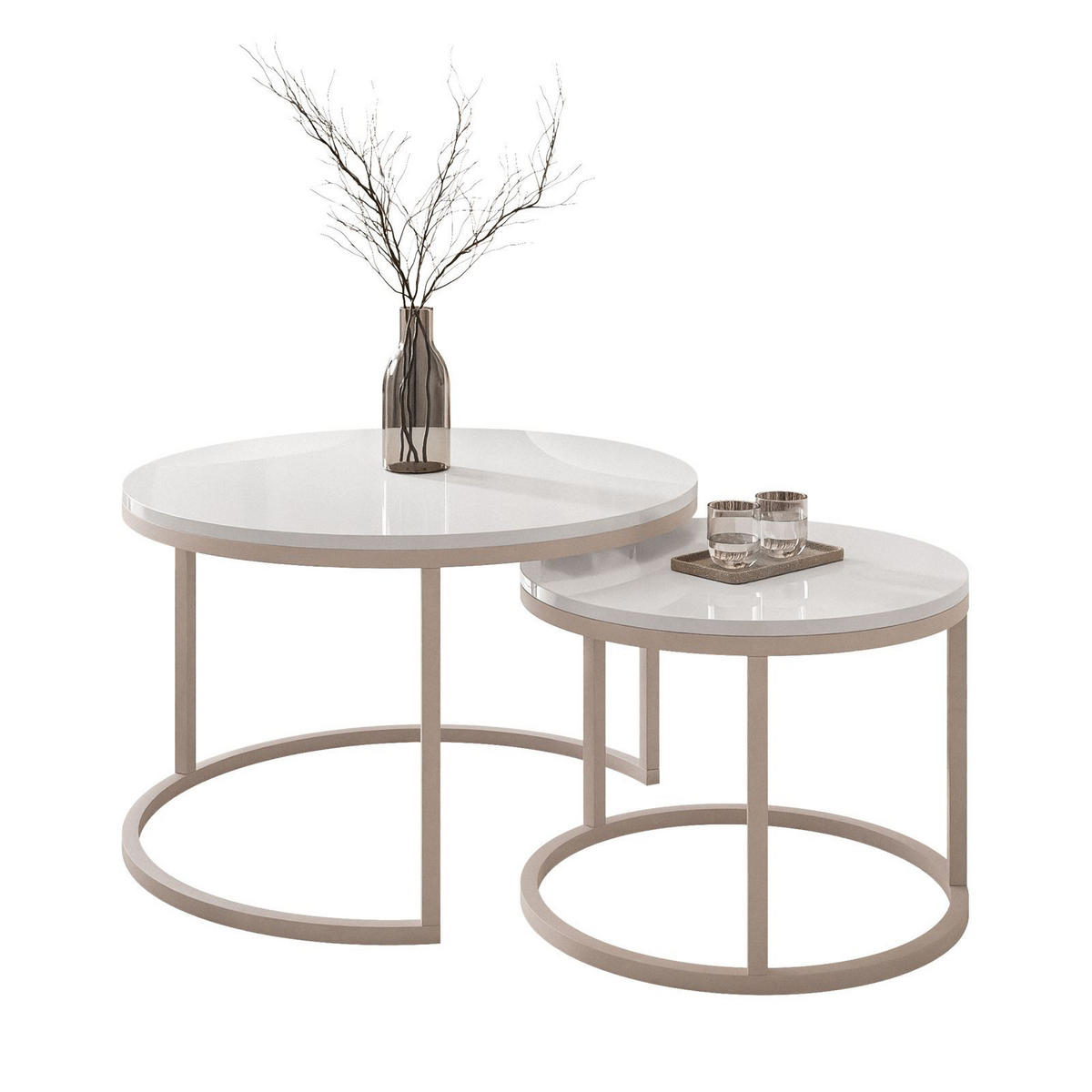 COUCHTISCH CIRI 2-in-1 KASCHMIR - Beige, Holzwerkstoff (70/70/48cm) - Lookway