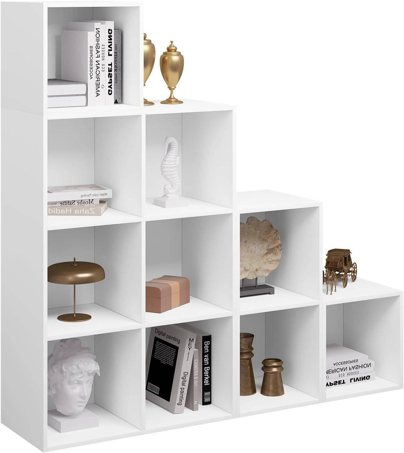 REGALE Bücherregal mit 10 Fächern, 120 x 120 x 30 cm,Weiß - Weiß, Holzwerkstoff (120/120/30cm) - Woltu