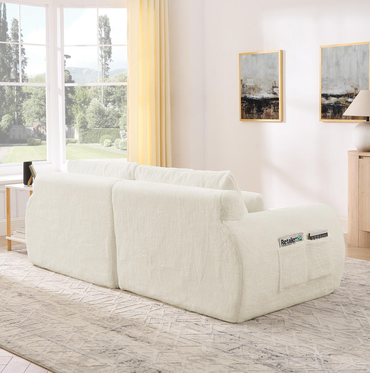 2-SITZER SOFA mit USB-Anschluss und Magazintasche Beige - Beige, Kunststoff (208/81/101cm) - Meubliv