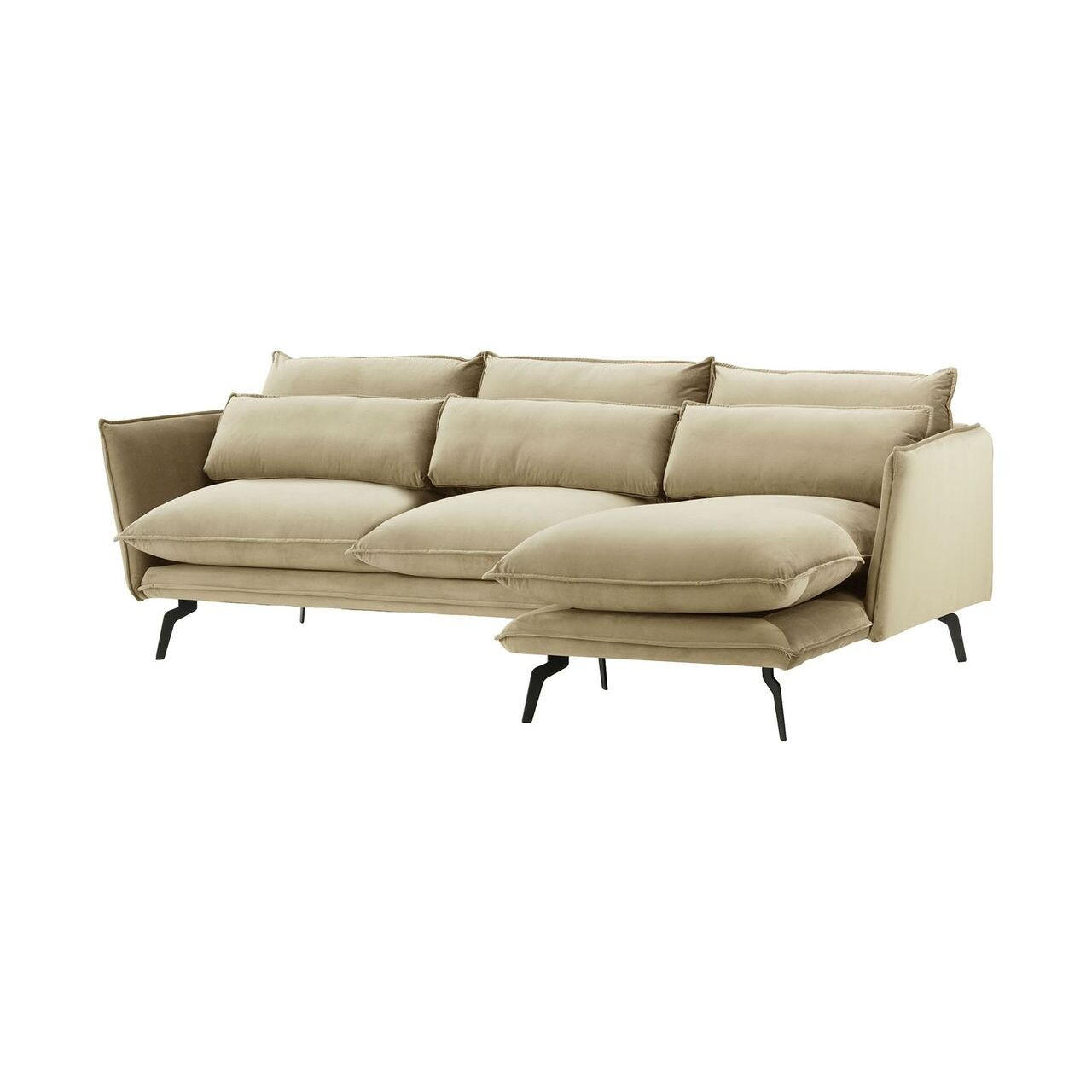 ECKSOFA Layla Rechts-Velluto 3 - Beige, Holz/Textil (278/160cm)