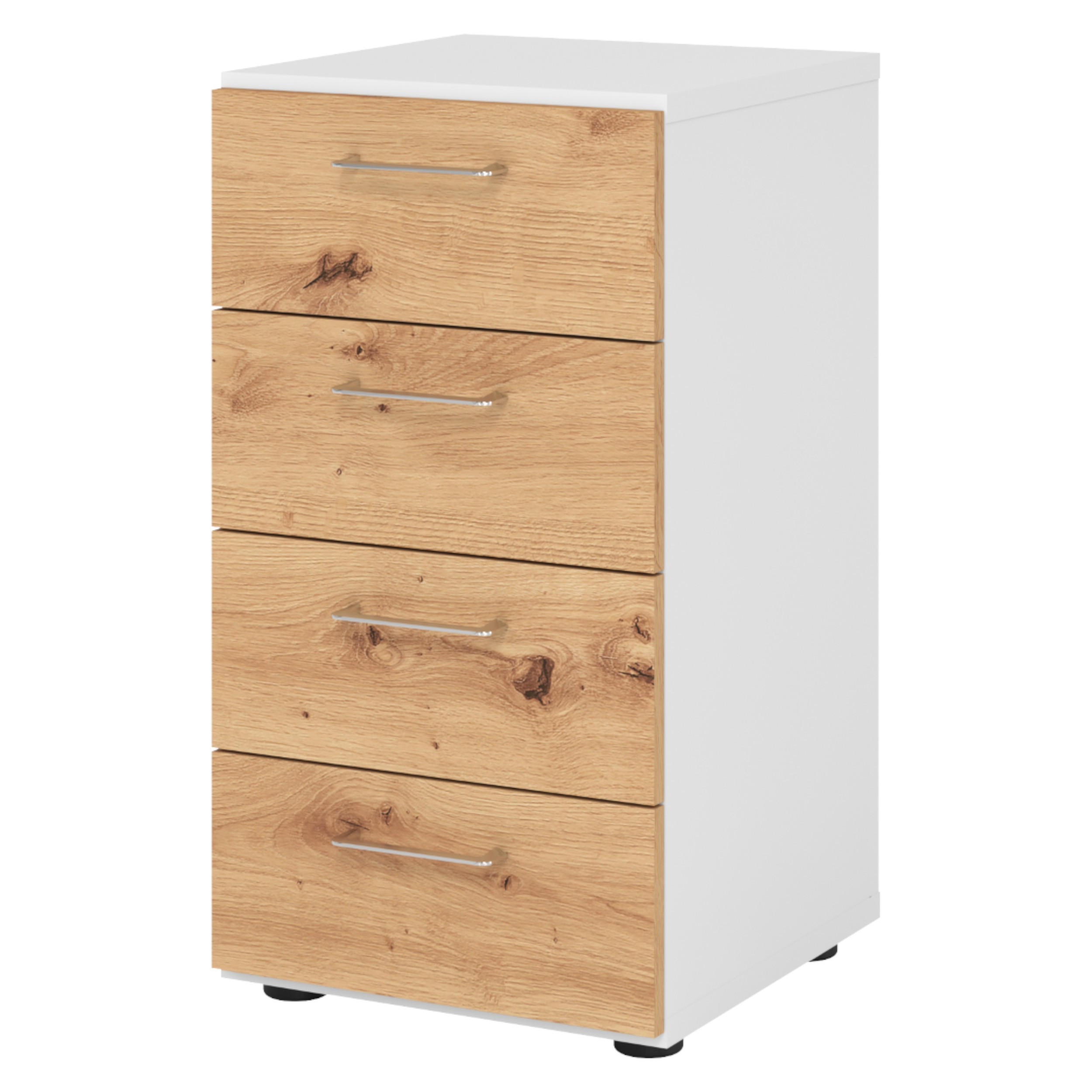 bümö Schubladenschrank Weiß, Wildeiche 40x74.8x42 cm