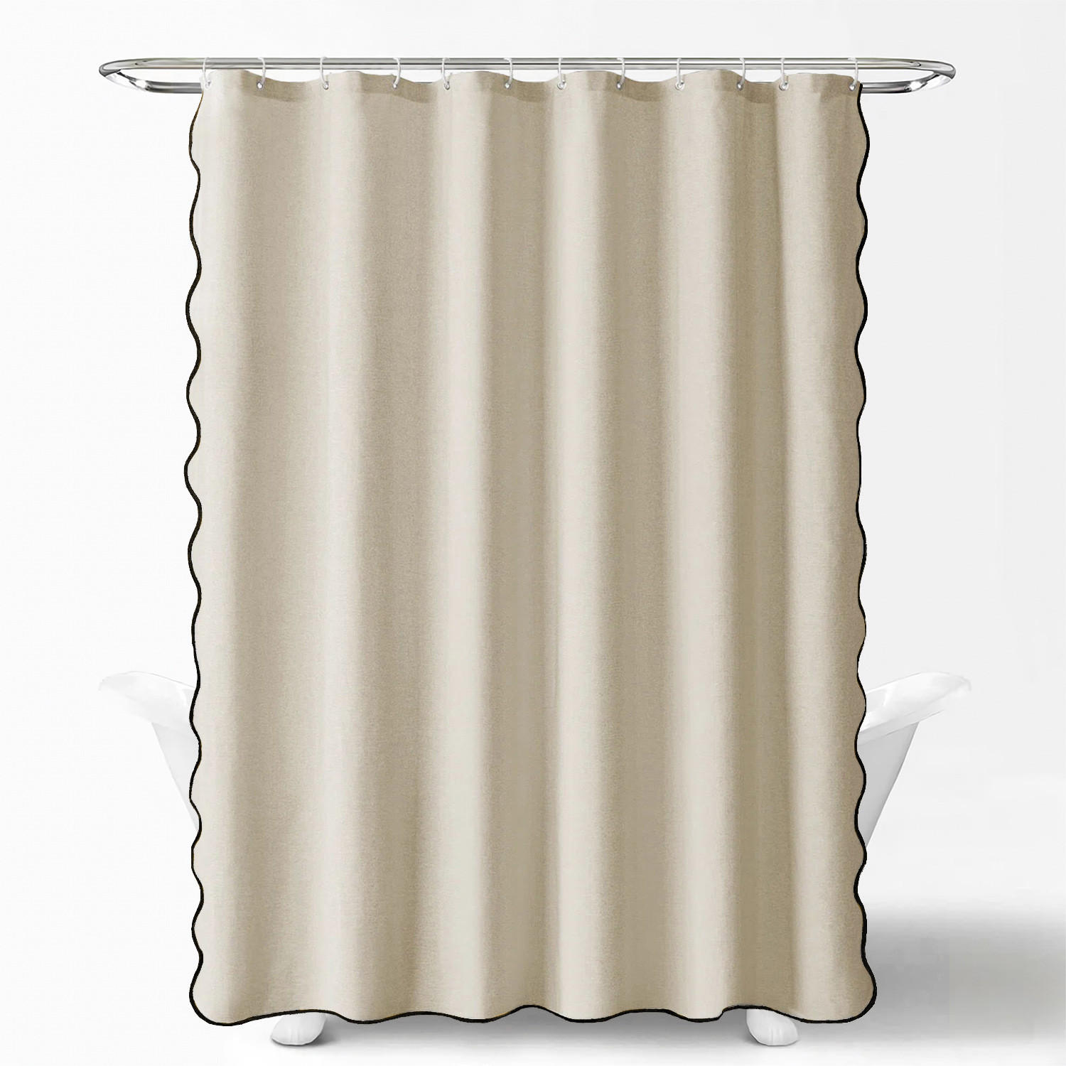 DUSCHVORHANG – 183 x 183 cm – Inklusive Haken – Weiß - Beige, Textil (183/183cm)