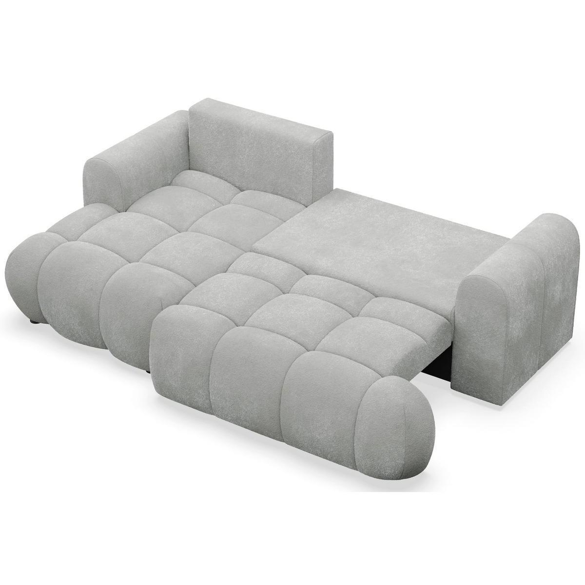ECKSOFA Ombo Mini, Hellgrau Plüsch, linksseitig - Hellgrau/Schwarz, Kunststoff/Textil (246/155cm) - Selsey