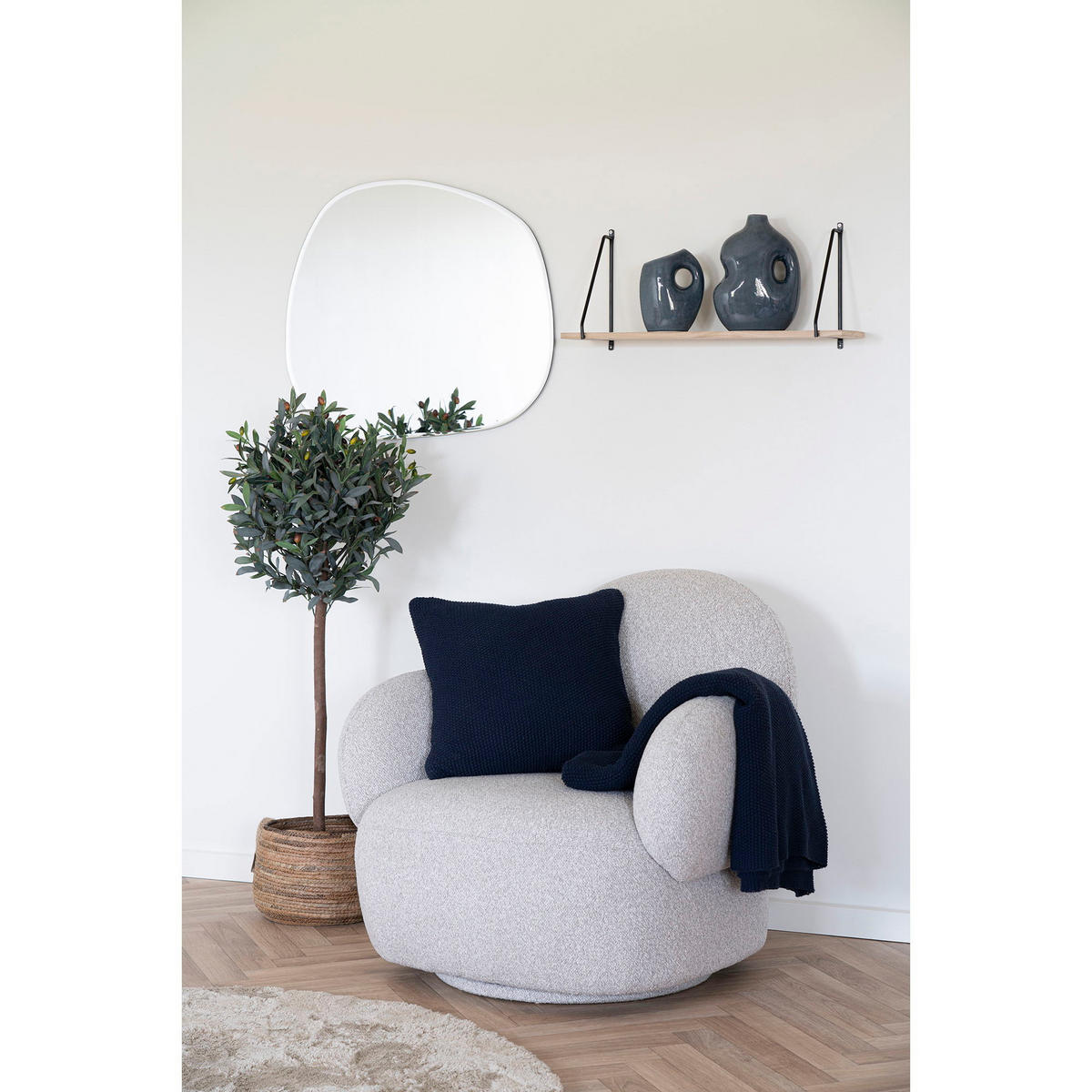KISSEN Santos 100% Recycelte Baumwolle Dunkelblau - Dunkelblau, Textil (45/45cm) - tinkaro