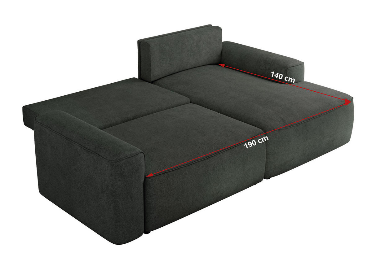 ECKSOFA BELLUNO L Dunkelgrau Strukture - Links - Dunkelgrau/Schwarz, Textil (144/233cm) - MKS