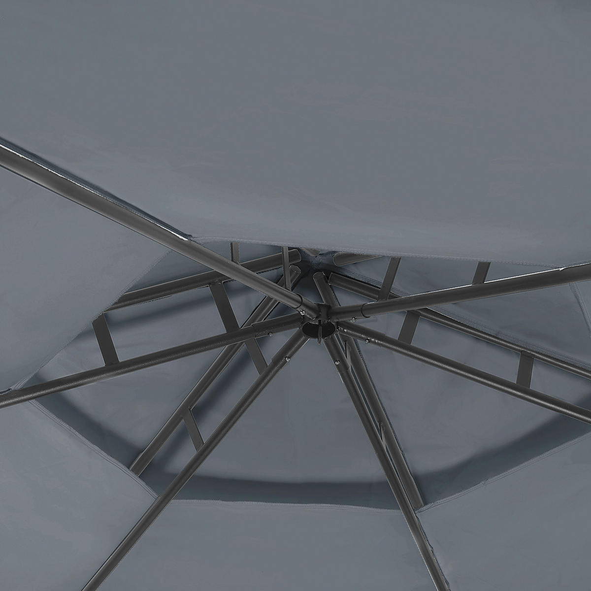 ZAHRADNÍ PAVILON Ocel grafitově šedý ⌀ 350 cm Portel - šedá/černá, kov (350/270/350cm) - Beliani