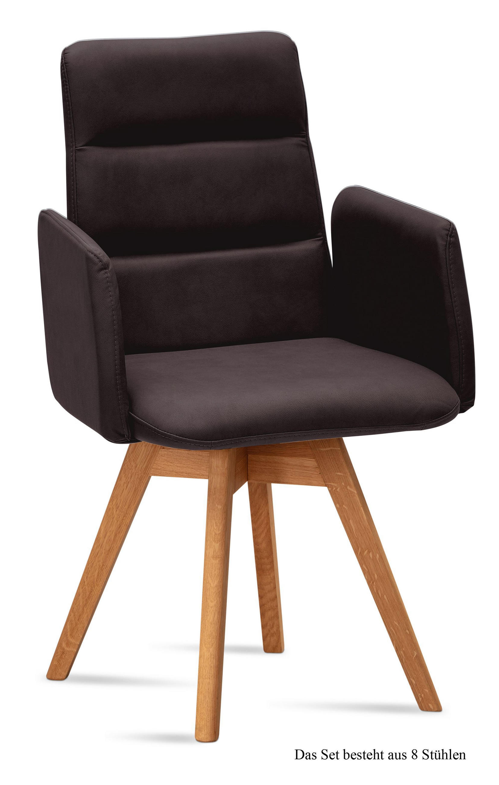 ARMLEHNSTUHL drehbar (8er-Set) Dorit 52x92x60 Eiche geölt/Espresso - Eichefarben/Dunkelbraun, Kunststoff (60/92/52cm) - 58aufmkessel