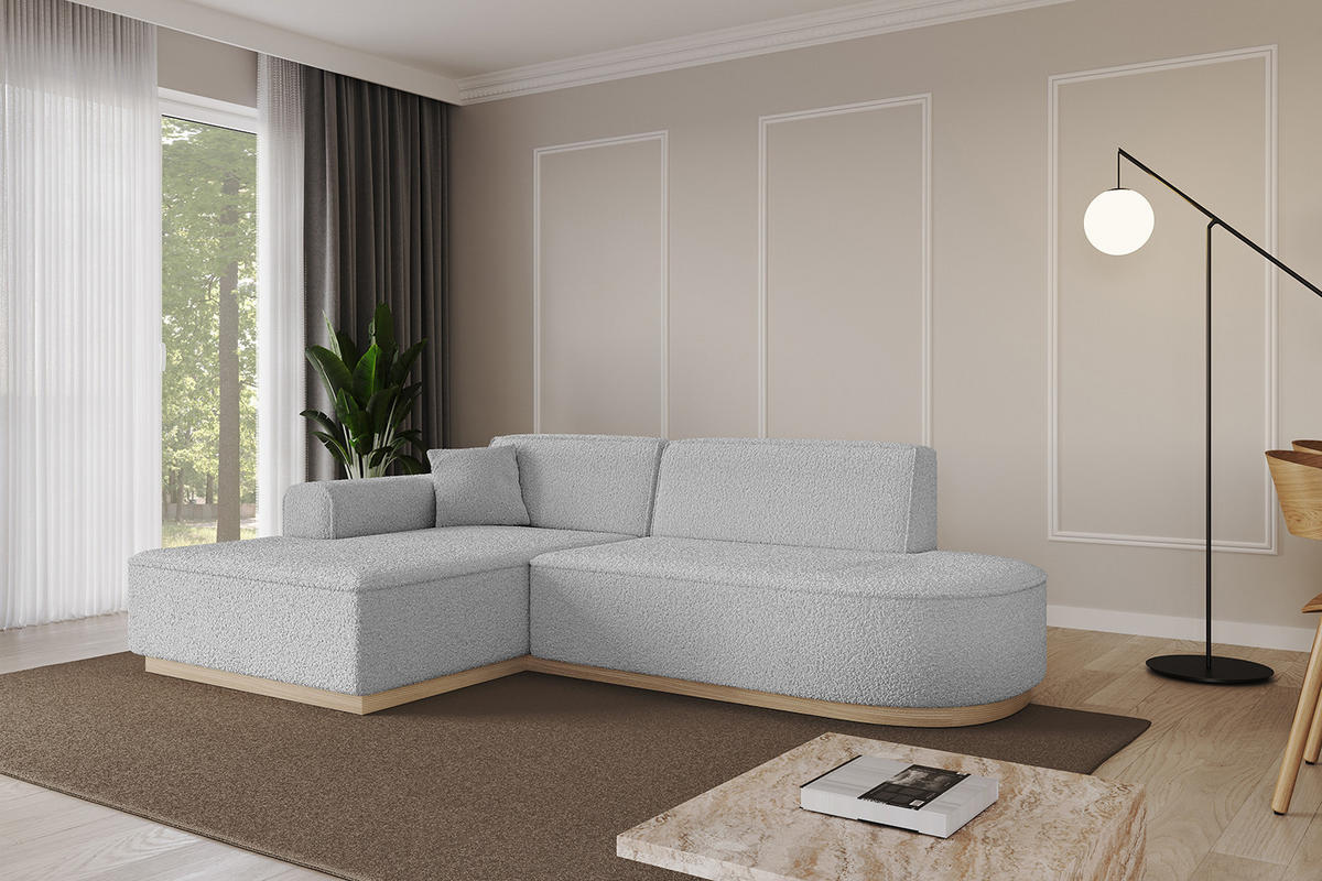 ECKSOFA Ottomane Links IREA-L1 - 232x165x80 cm Hellgrau - Hellgrau, Holzwerkstoff/Textil (232/165cm) - ALTDECOR