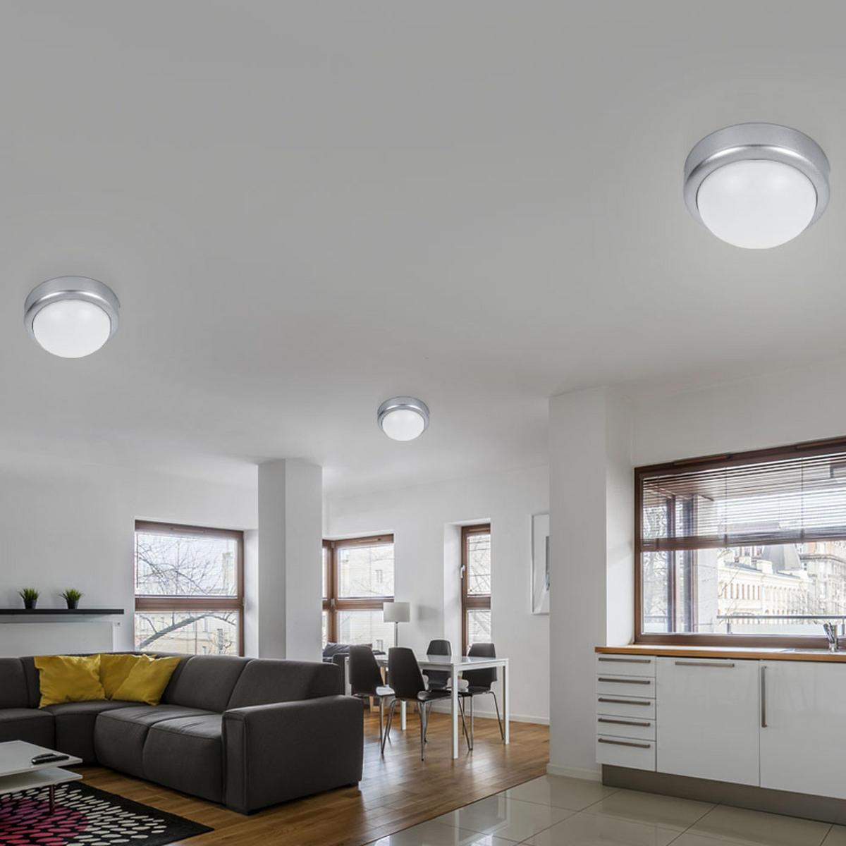 LED DECKENLEUCHTE COLETTE Weiß Silber - Weiß, Metall (12/12/6cm) - Globo Lighting