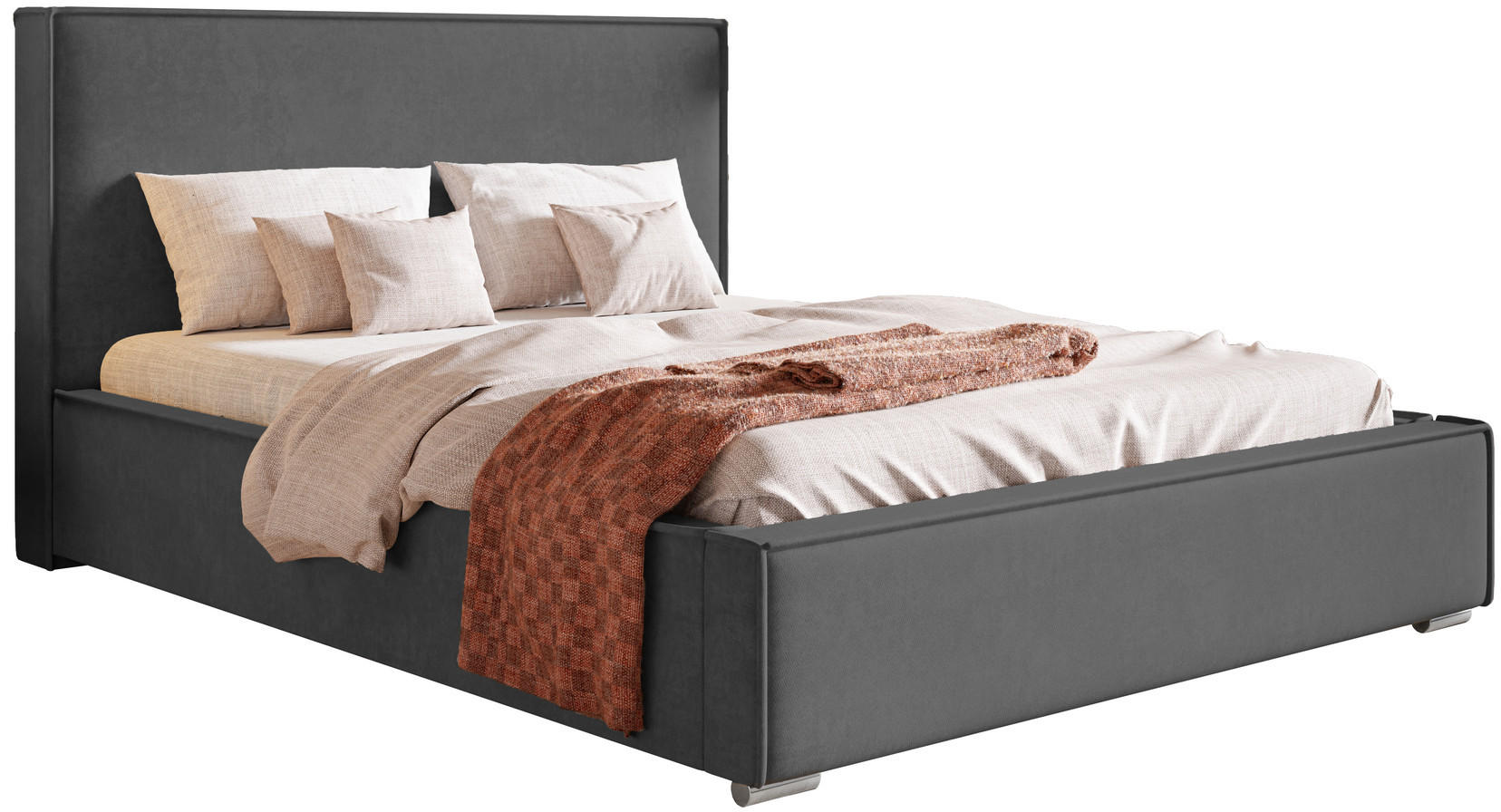 POLSTERBETT 140x200 Sydney mit Bettkasten, Dunkelgrau - Dunkelgrau, Holz/Textil (140/200cm) - Emporius