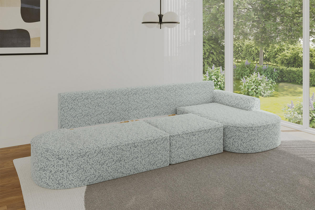 ECKSOFA mit Schlaffunktion Ottomane RECHTS MARI L2-S 368X167X85 Grün Velours - Smaragdgrün/Schwarz, Holzwerkstoff/Kunststoff (167/368cm) - ALTDECOR
