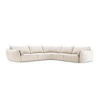 WENDBARES-ECKSOFA Kaelle aus Samt leichtes beige 7 Sitzplätze - Creme, Textil (286/286cm) - Micadoni