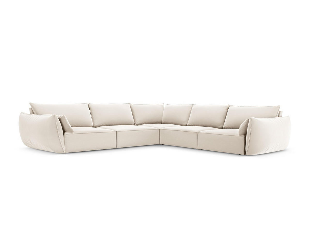 WENDBARES-ECKSOFA Kaelle aus Samt leichtes beige 7 Sitzplätze - Creme, Textil (286/286cm) - Micadoni