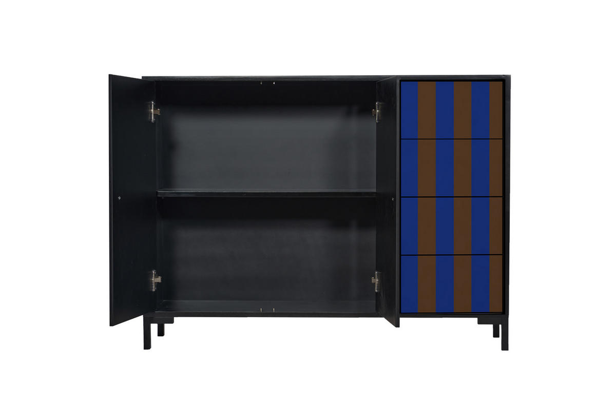 KOMMODE mit 2 Türen und 4 Schubladen aus MDF mit Walddruck WILMA - Braun, Holzwerkstoff (45/84/113cm) - RNT By Really Nice Things