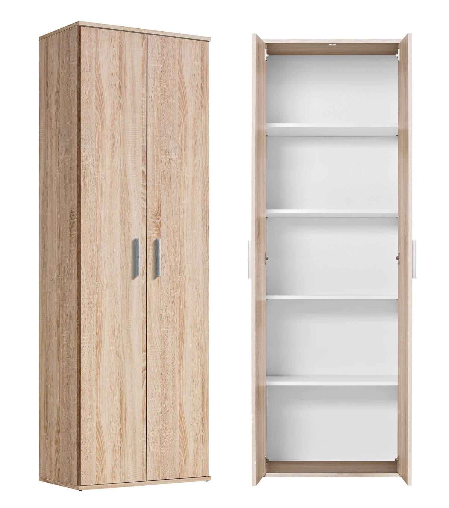 MEHRZWECKSCHRANK Der Lange - Weiß/Sonoma Eiche, Holzwerkstoff (60/180/34cm) - Mokebo