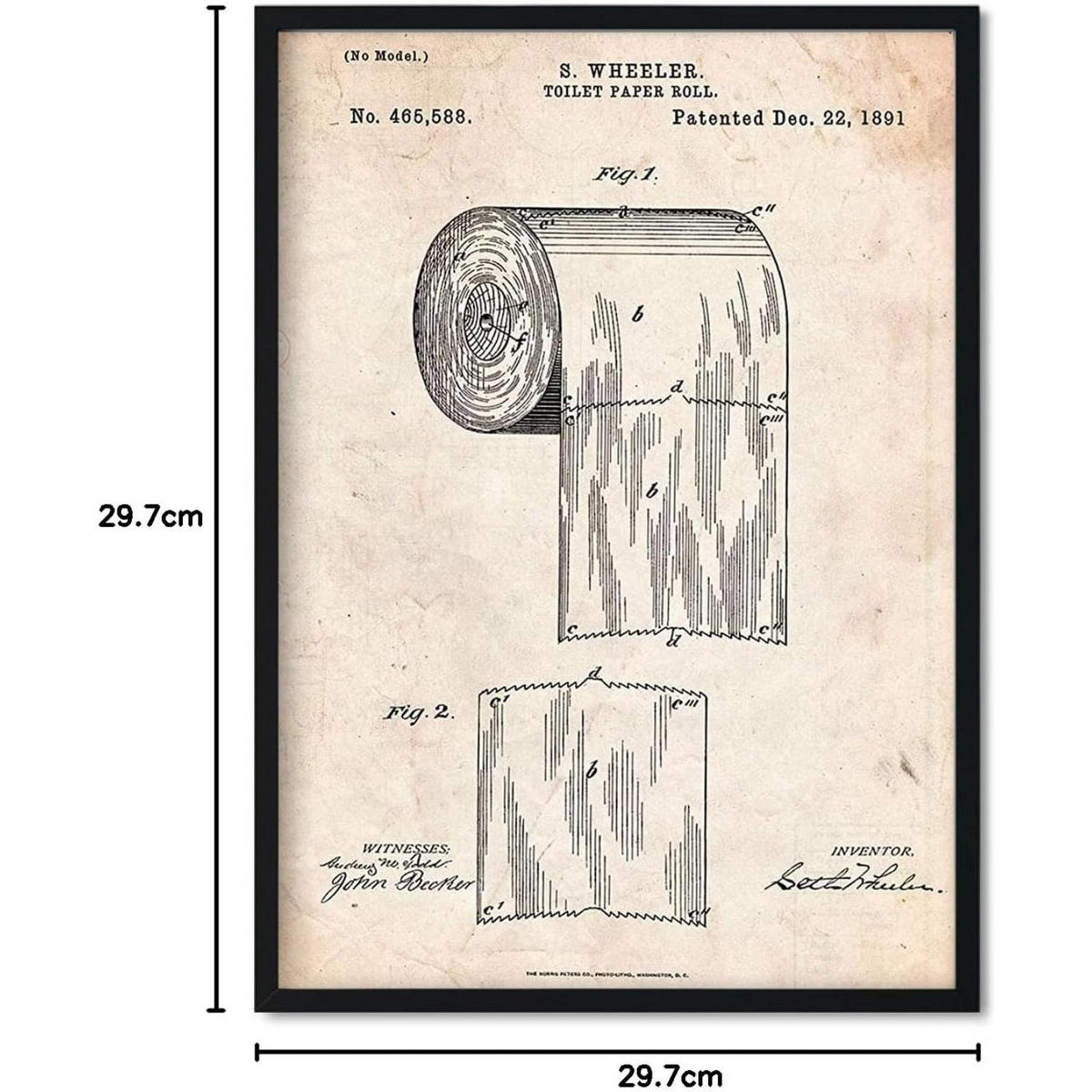 POSTER Vintage Toilettenpapier Patent Vintage Größe A3 Rahmenlos - Klar, Papier (29.7/1/42cm) - Nacnic