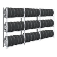 REIFENREGAL TIRE PRO 3er-Set für insgesamt 36 Reifen 3 Ebenen 150kg Fachlast pro Ebene Verzinkt - Silberfarben, Metall (300/200/43cm) - PROREGAL