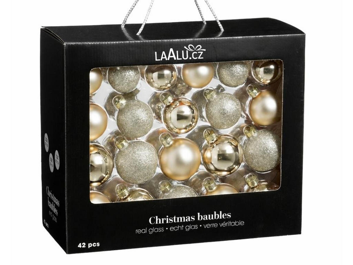 WEIHNACHTSKUGEL-SET champagner 42 Stück, 7 cm, Glas - Champagner, Glas (30/50/60cm) - LAALU