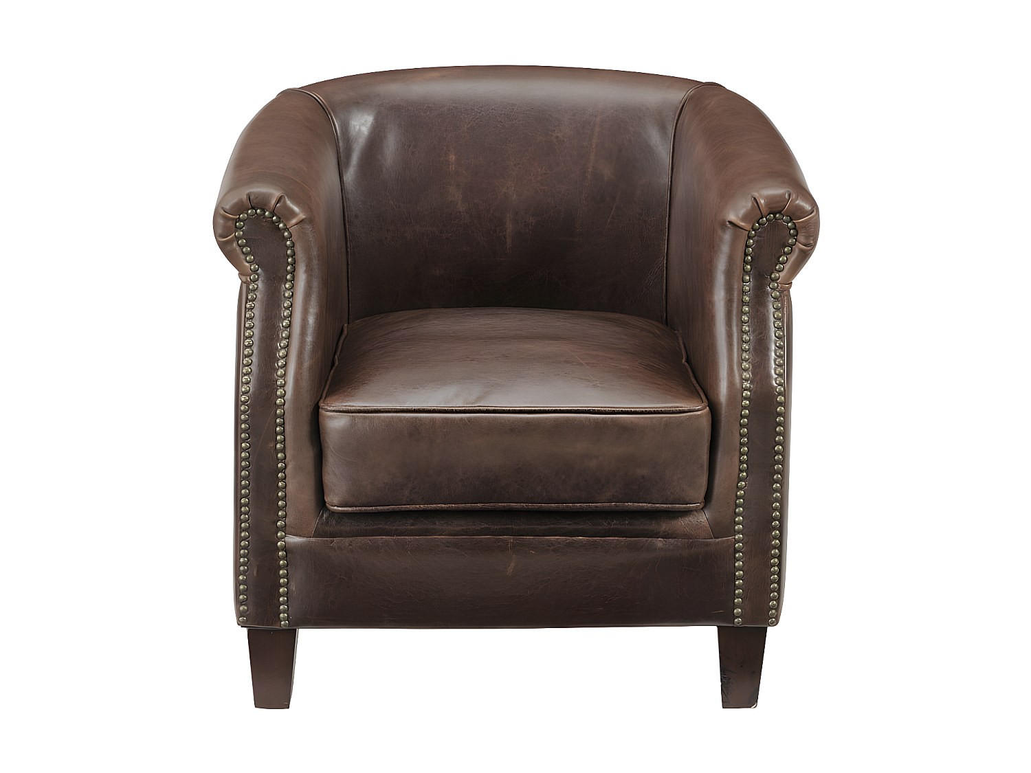 SESSEL mit gerader Rückenlehne - 1 Person - Leder - Schokoladenbraun - Braun, Leder (78/72/77cm) - Vente-Unique