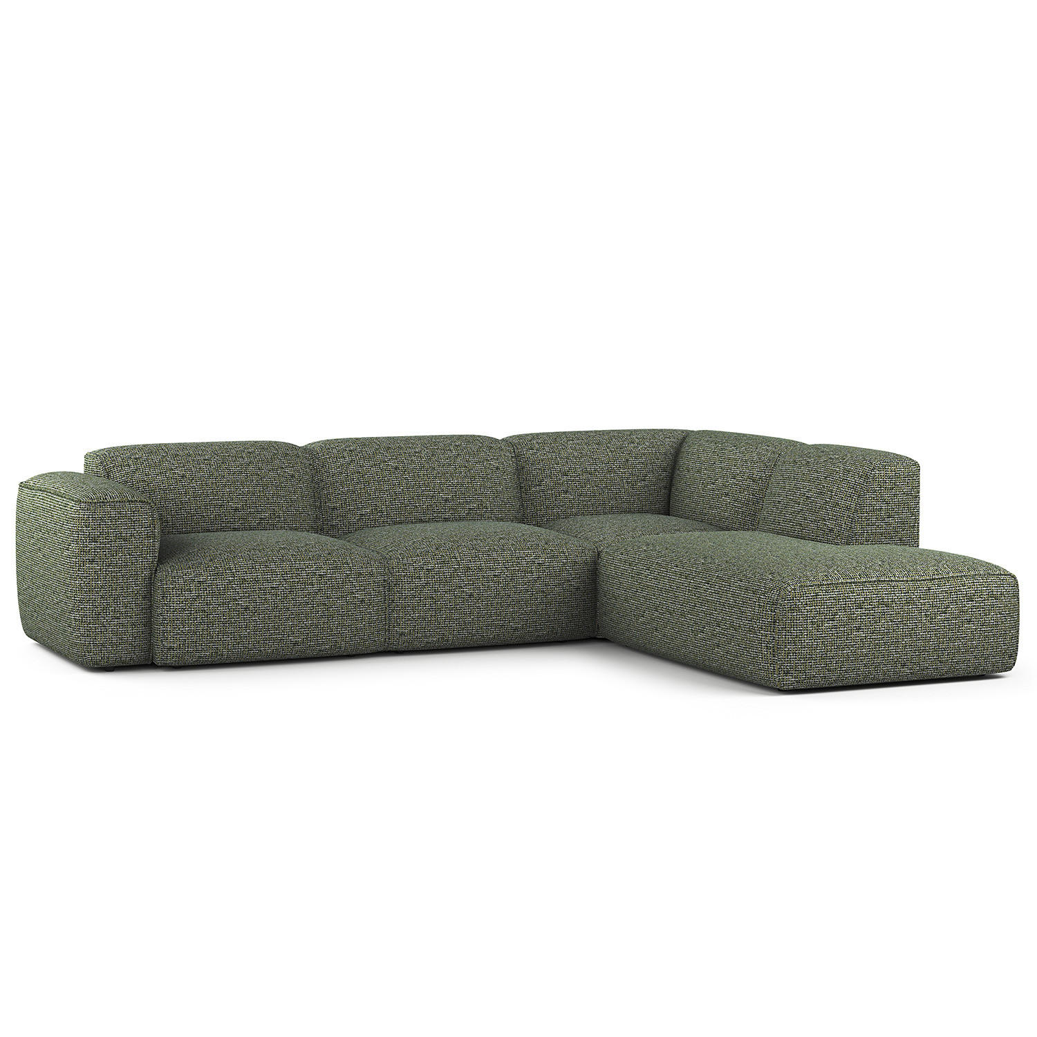 3-SITZER ECKSOFA mit Recamiere - Schwarz/Grün, Kunststoff/Textil (295/231cm) - home24