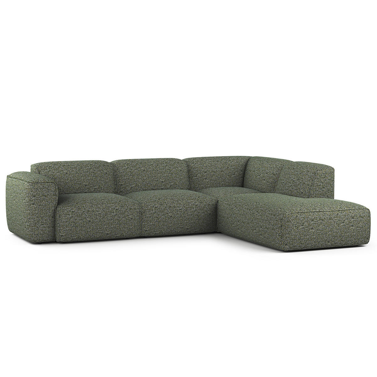 3-SITZER ECKSOFA mit Recamiere - Schwarz/Grün, Kunststoff/Textil (295/231cm) - home24