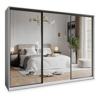 SCHWEBETÜRENSCHRANK RIEN 250/205/60 cm 3-türig mit Spiegel und Schubladen Weiß - Schwarz/Weiß, Holzwerkstoff (250/205/60cm) - MASSENO