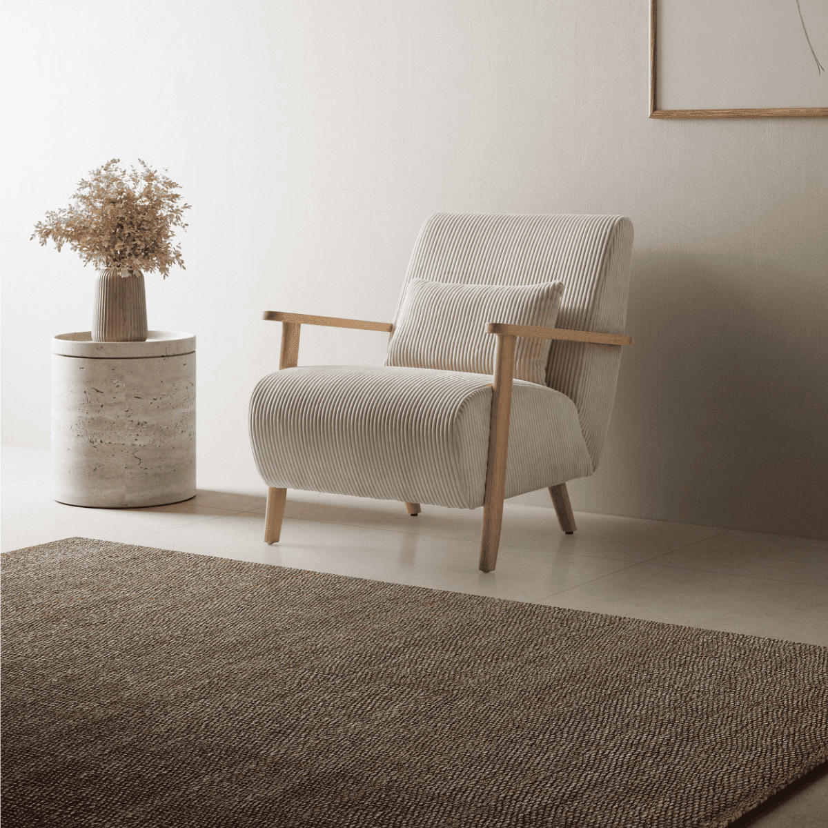 SESSEL aus Stoff mit Holzbeinen - bonnie 70/83/84 cm - Beige, Textil (83/84/70cm) - Calicosy