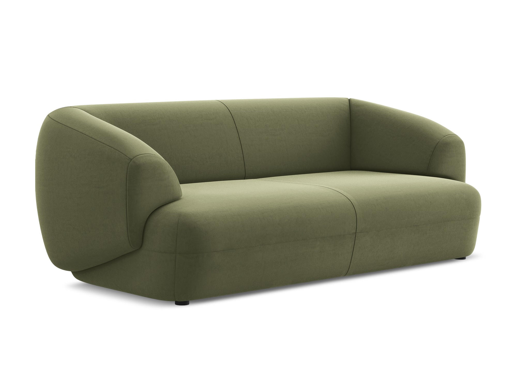 3-SITZER SOFA Samt Stoff Grün - Schwarz/Olivgrün, Kunststoff/Textil (212/81/98cm) - Makamii