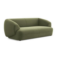 3-SITZER SOFA Samt Stoff Grün - Schwarz/Olivgrün, Kunststoff/Textil (212/81/98cm) - Makamii