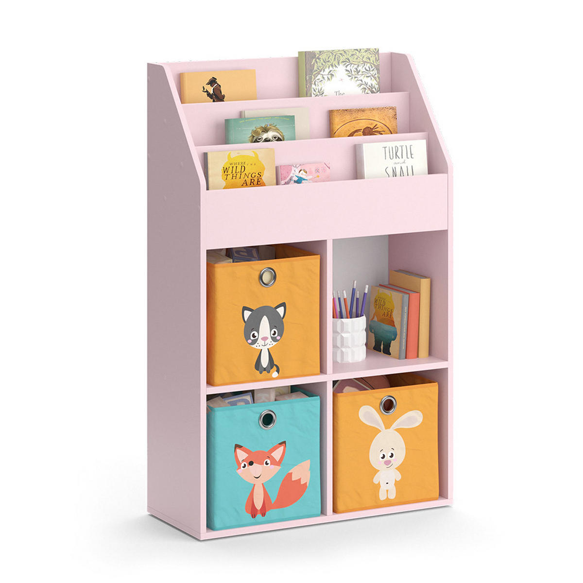 KINDERREGAL Luigi Rosa 72 x 114.2 cm ohne Faltboxen - Rosa, Holzwerkstoff (72/114.2/31.2cm) - Vicco