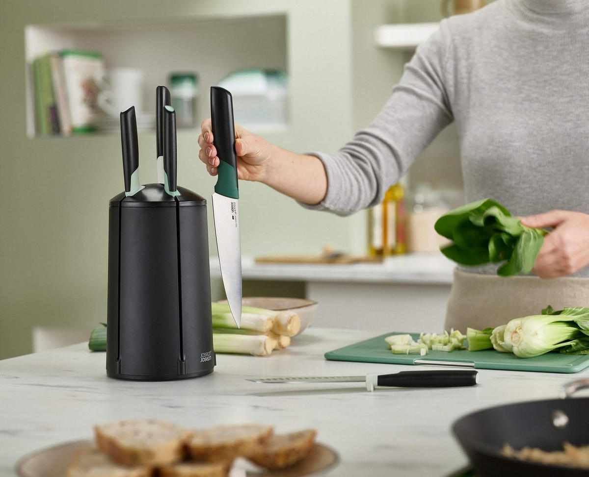 MESSERBLOCK mit 5 Messern - Elevate Sage - Schwarz, Metall (2/35/13cm) - Kela