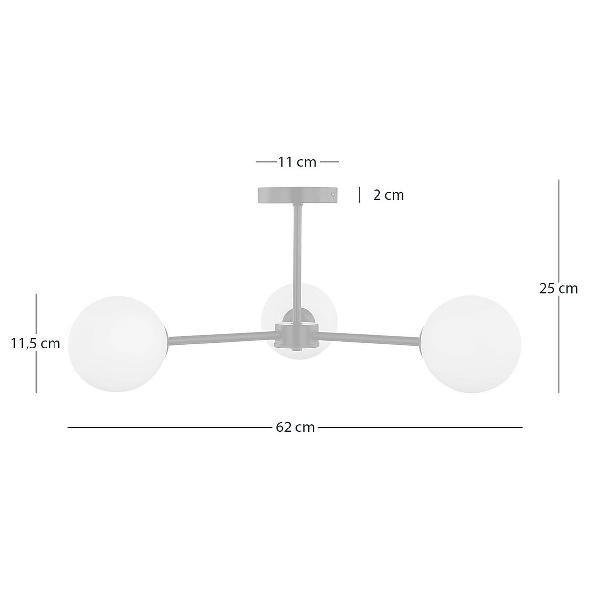 DECKENLEUCHTE 3-FLAMMIG - Glas / Metall - Schwarz, Glas/Metall (62/62/25cm) - home24