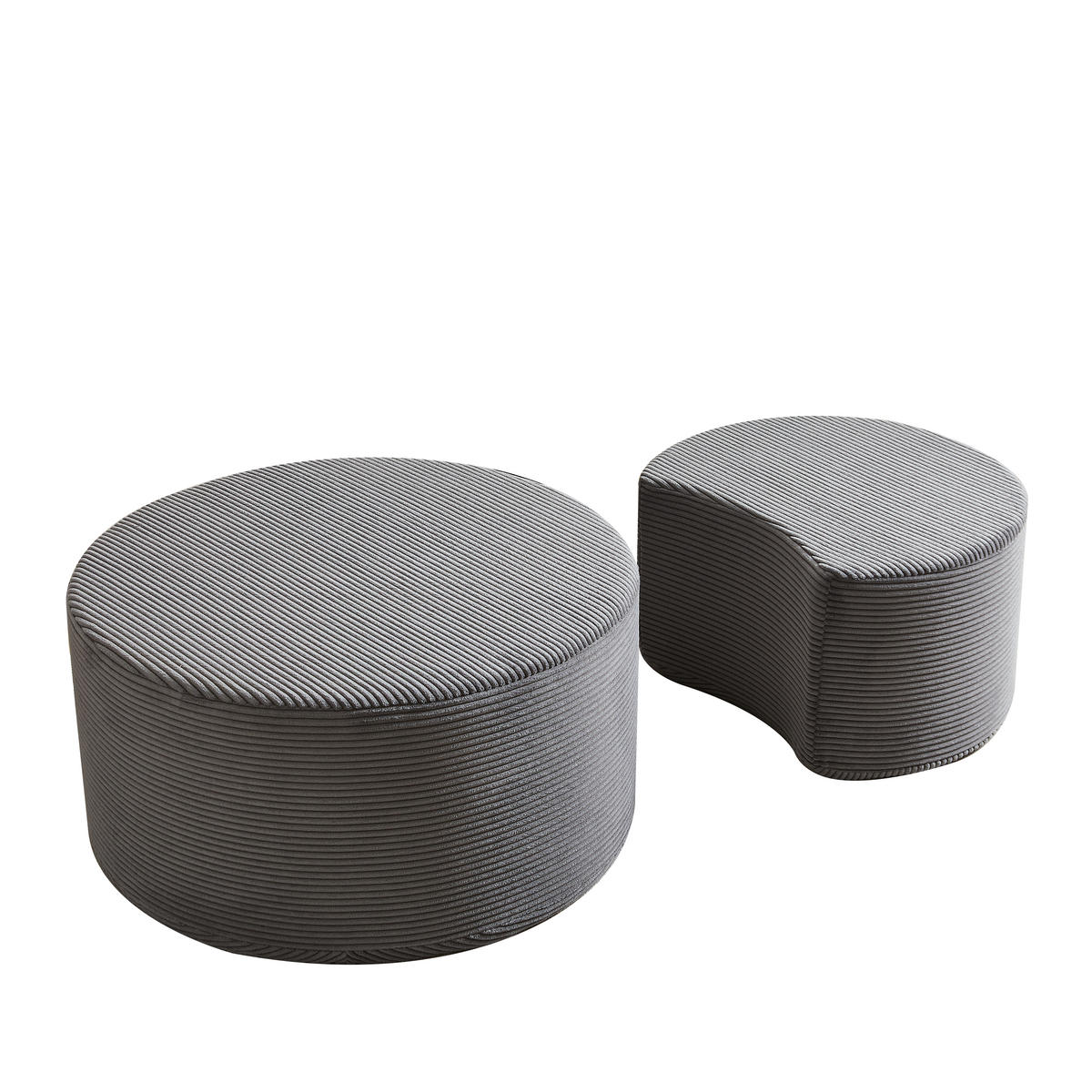 COUCHTISCH Set 2-teilig grau mit gepolstertem Design - Grau, Holzwerkstoff (127/81/40cm) - OKWISH