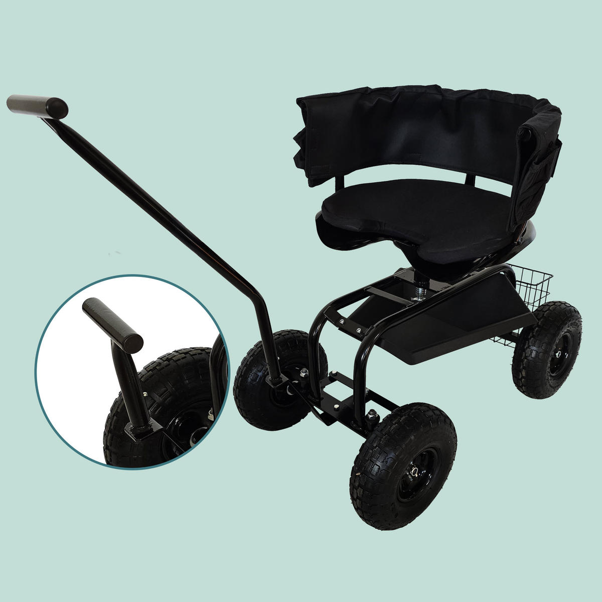 SEDADLO Čierne s úložným priestorom nastaviteľná výška - čierna, kov/plast (46/82/110cm) - Relaxdays