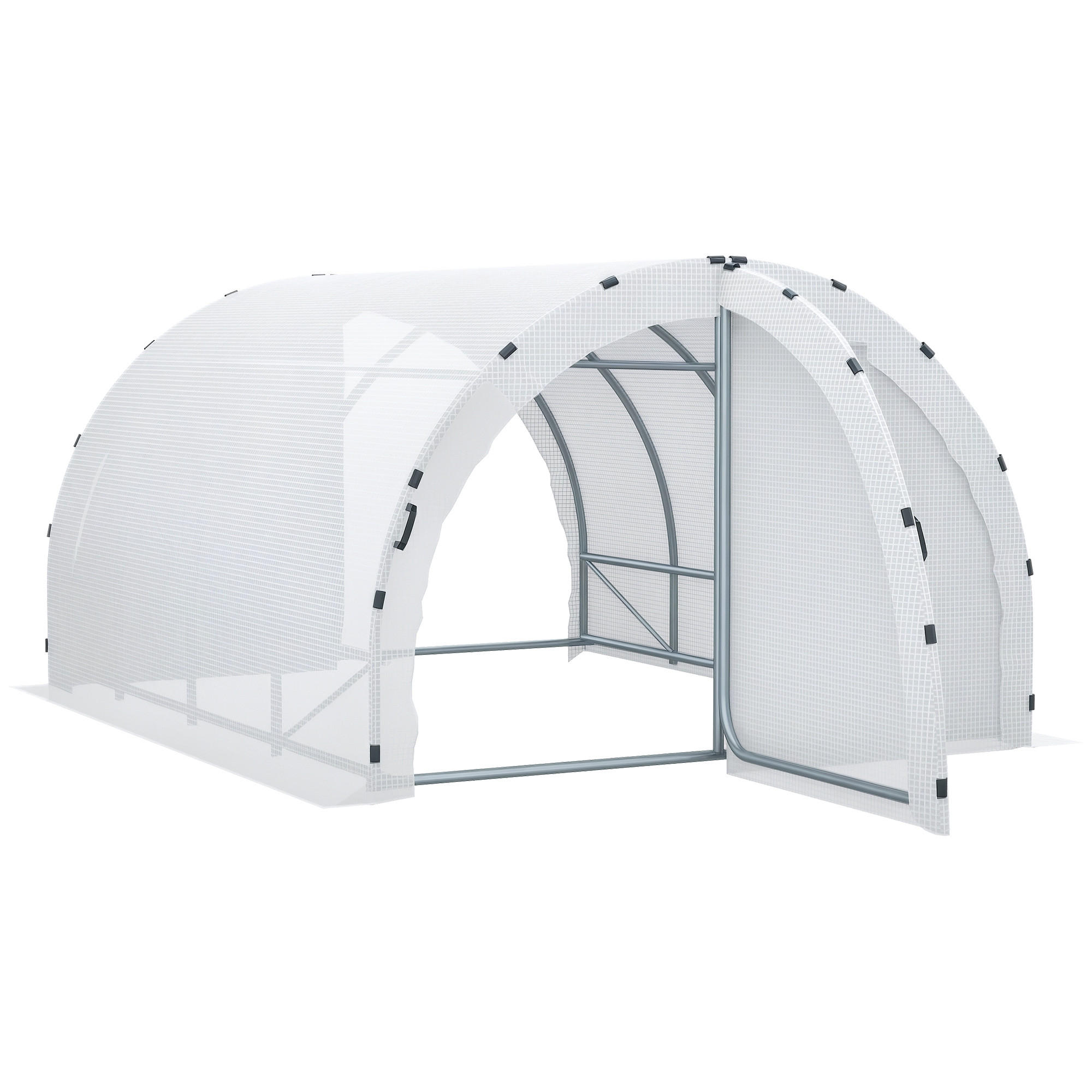 GEWÄCHSHAUS DE-11882 12 m² mit Doppeltür Weiß - Weiß, Metall (300/200/400cm) - ComfortXL