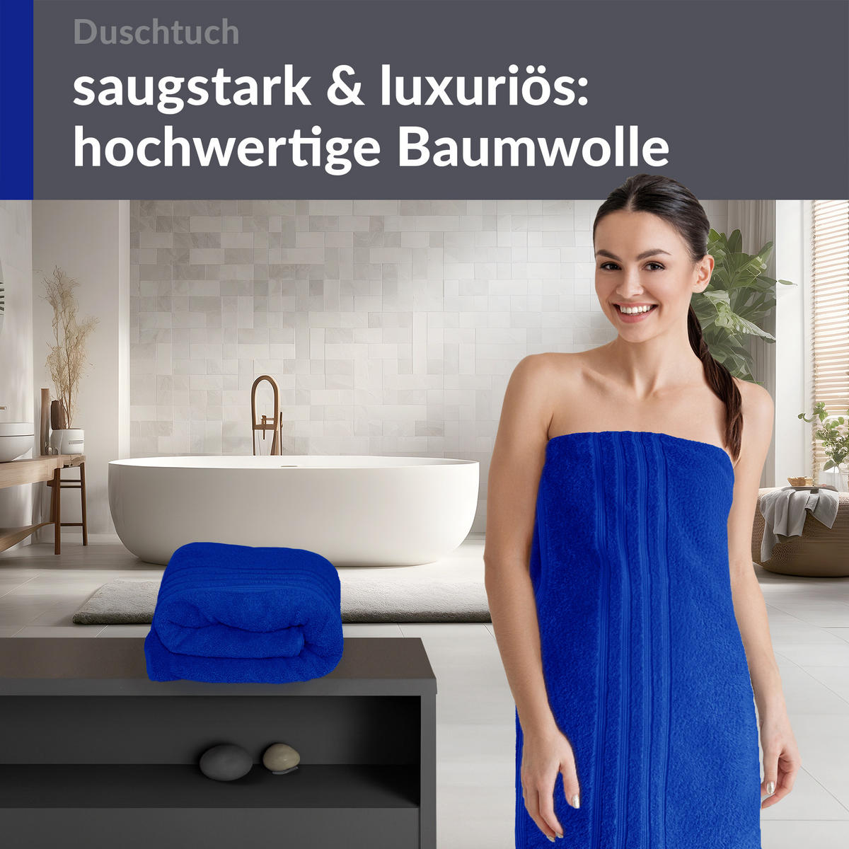 DUSCHTUCH London Azur Blau 2er Set 70x140 - Blau, Textil (70/140cm) - Lashuma