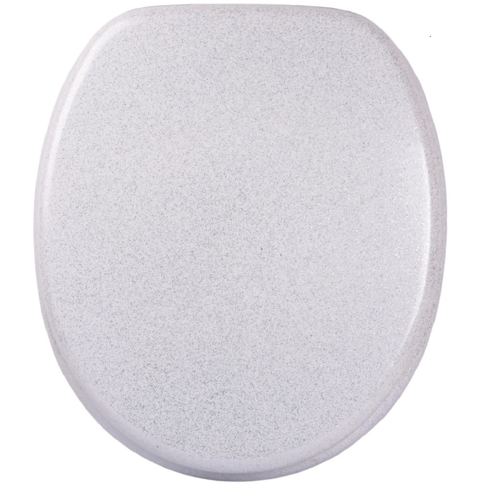 WC-SITZ mit Absenkautomatik Glitzer Weiß - Weiß, Holzwerkstoff (38/6/47cm) - Sanilo