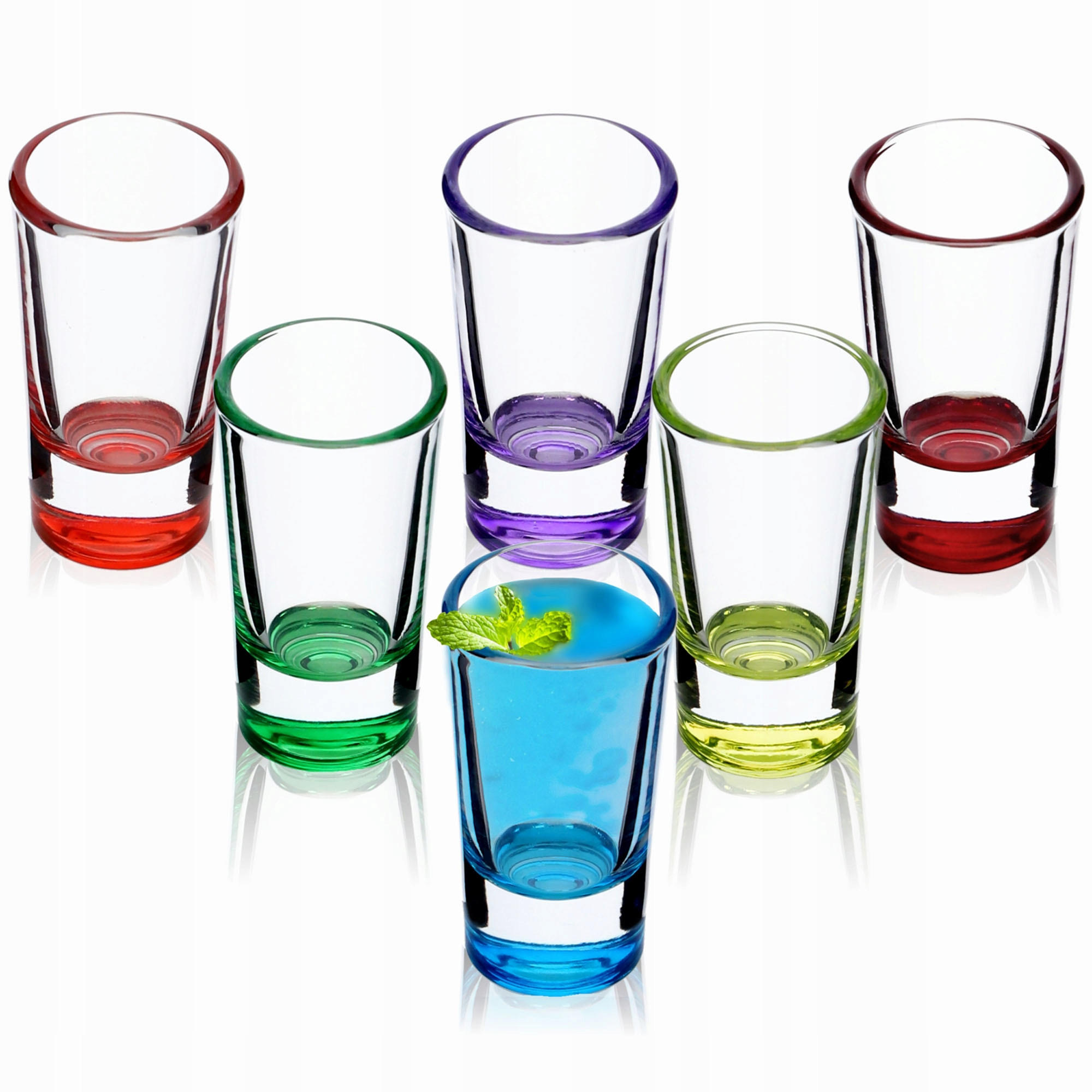 SCHNAPSGLÄSER, Mehrfarbig, 28 ml, 6 Stück - Blau/Gelb, Glas (0.028L) - KADAX