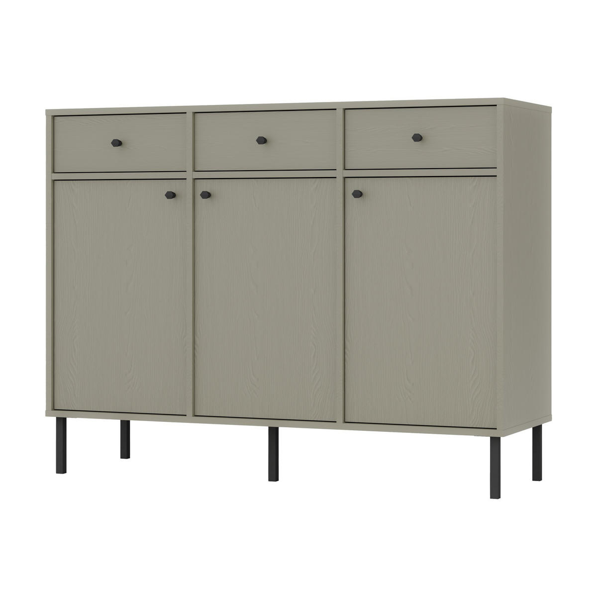 KOMMODE TORINO 125/95/41 cm mit 3 Schubladen 3 Türen Hellgrün - Hellgrün, Holzwerkstoff (125/95/41cm) - MASSENO