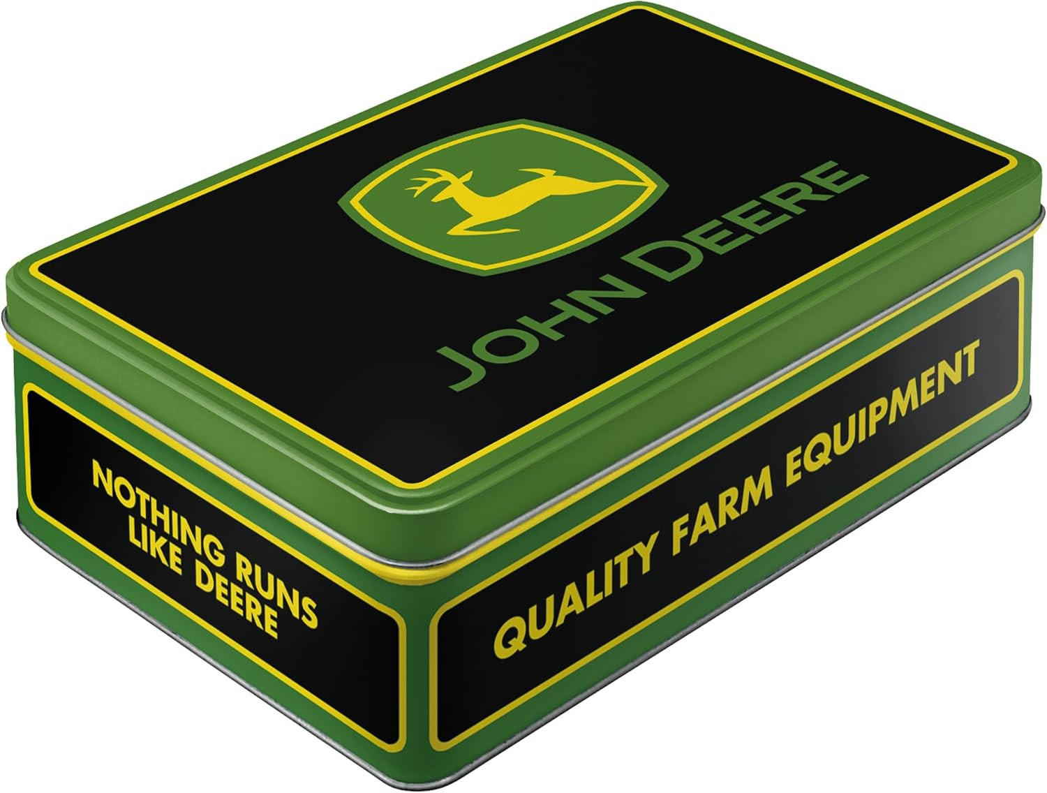 VORRATSDOSE flach John Deere Farm Equipment Logo Black - Multicolor, Metall (23/7/16cm) - Nostalgic-Art