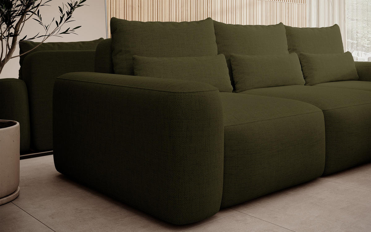 ECKSOFA Carnos Chenille-Bezug in Olivgrün - Olivgrün, Textil (264/162cm) - Selsey