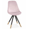 STUHL Stoffbezug Holzgestell mit Goldakzenten, Rosa 48x56x83 cm - Pink/Schwarz, Holz/Buchenholz (48/83/56cm) - KADIMA DESIGN