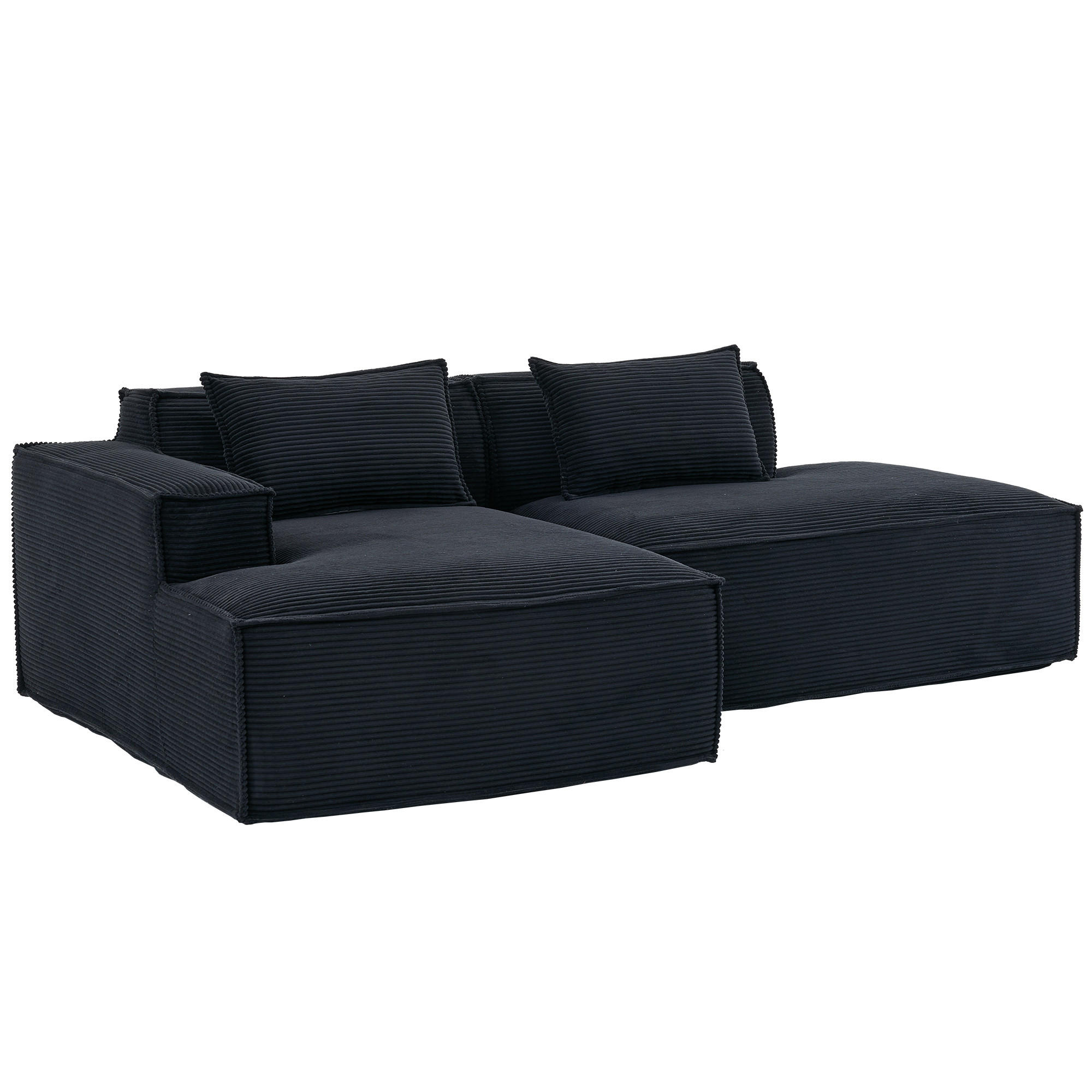 ECKSOFA 233/129/70 cm Schwarz mit zwei Kissen und Federtasche - Schwarz, Textil (235/129cm) - Oxeza