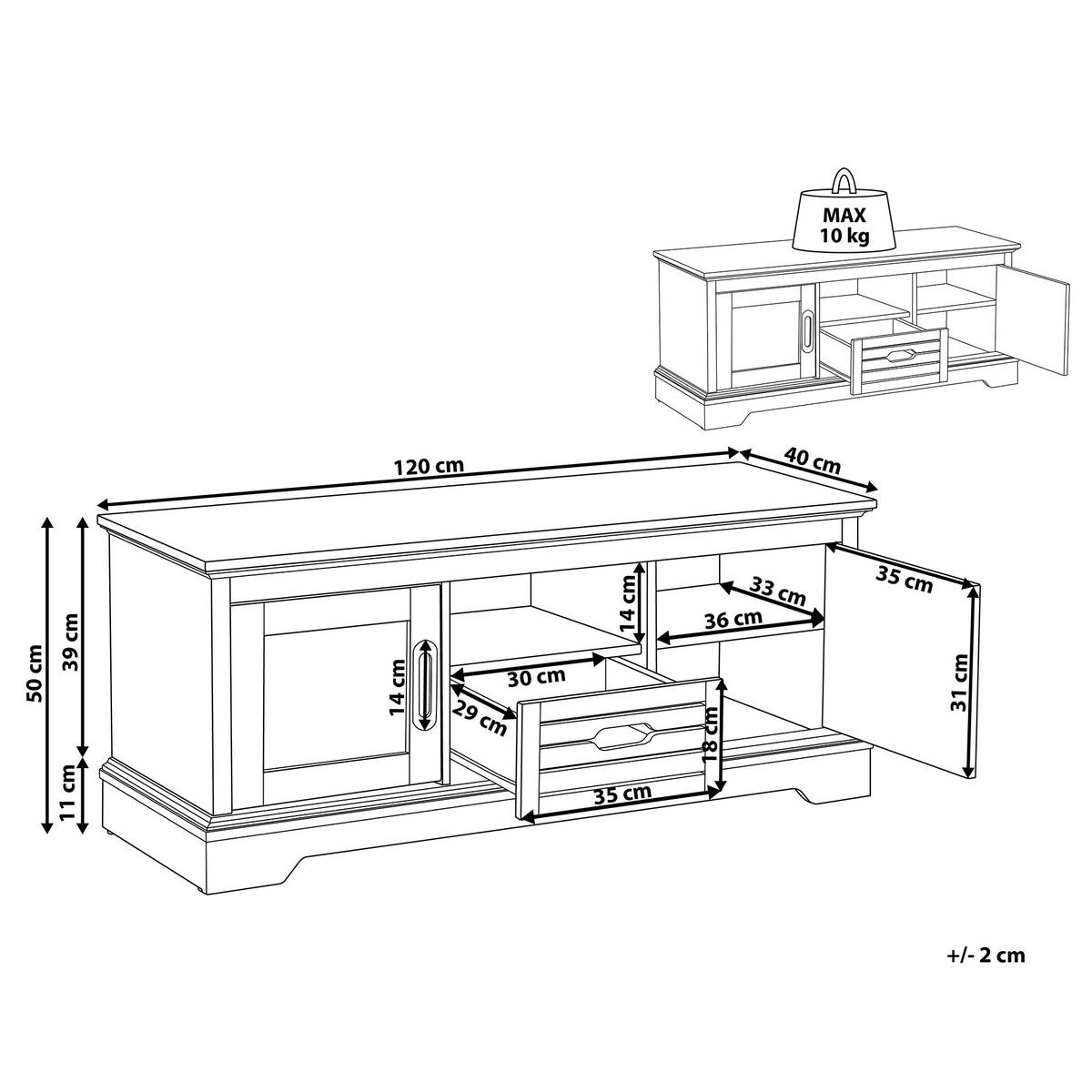 TV-MÖBEL Grau, Hellbraun, GARET 40/120/50 cm - Grau, Holzwerkstoff (120/50/40cm) - Beliani